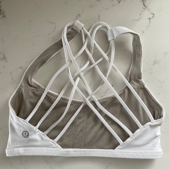 Lululemon Free To Be Wild Bra Top Light Support A/B Cup Yoga Off White Sz 4 - Picture 3 of 7